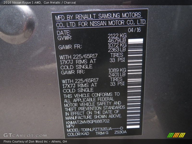 Gun Metallic / Charcoal 2016 Nissan Rogue S AWD