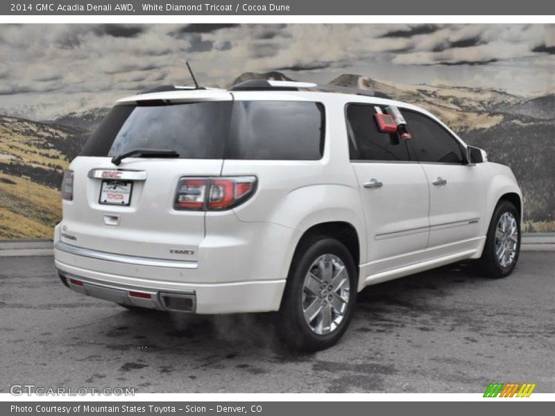 White Diamond Tricoat / Cocoa Dune 2014 GMC Acadia Denali AWD