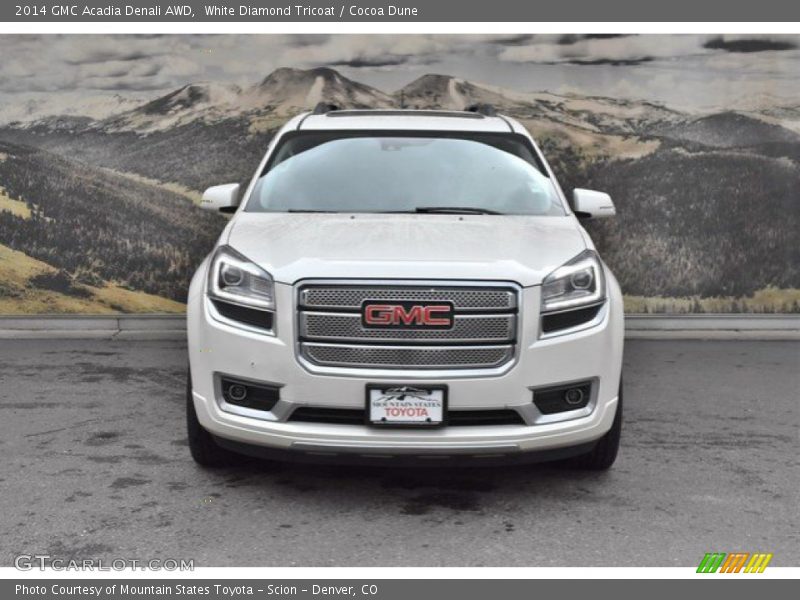 White Diamond Tricoat / Cocoa Dune 2014 GMC Acadia Denali AWD