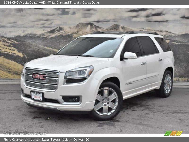 White Diamond Tricoat / Cocoa Dune 2014 GMC Acadia Denali AWD