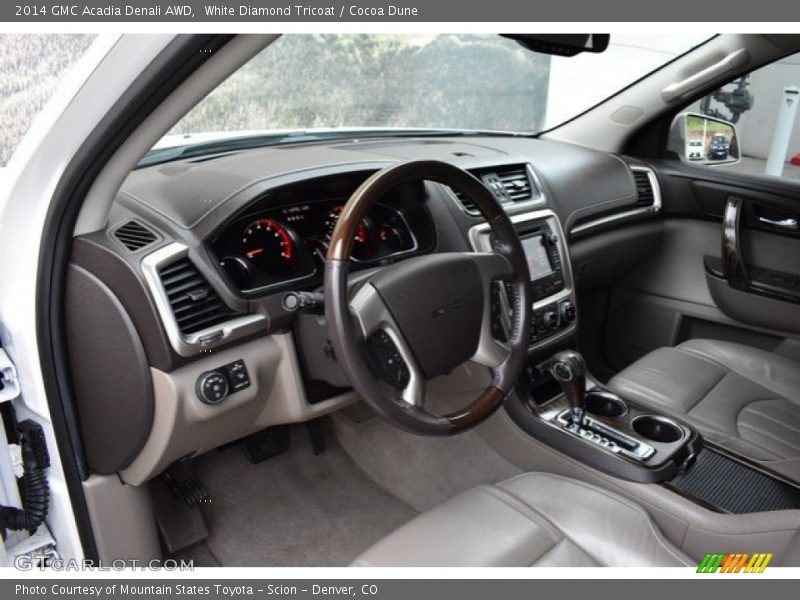 White Diamond Tricoat / Cocoa Dune 2014 GMC Acadia Denali AWD