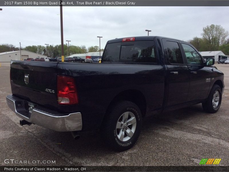 True Blue Pearl / Black/Diesel Gray 2017 Ram 1500 Big Horn Quad Cab 4x4