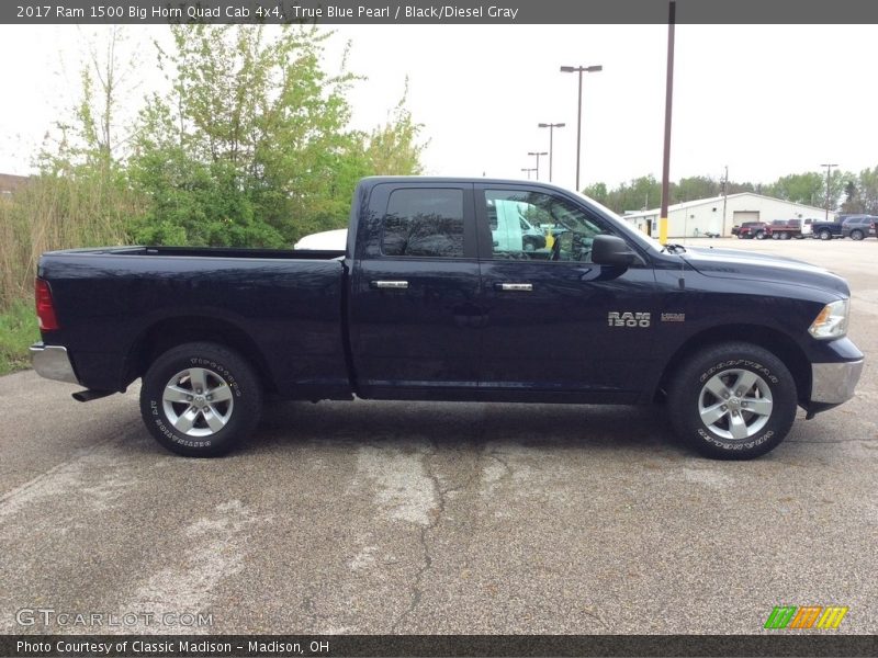 True Blue Pearl / Black/Diesel Gray 2017 Ram 1500 Big Horn Quad Cab 4x4