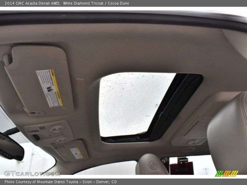 White Diamond Tricoat / Cocoa Dune 2014 GMC Acadia Denali AWD