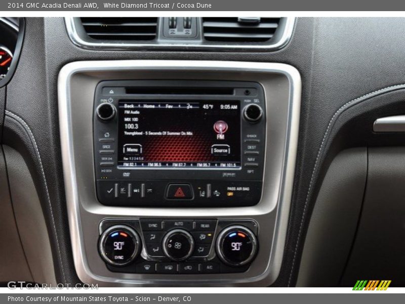 White Diamond Tricoat / Cocoa Dune 2014 GMC Acadia Denali AWD