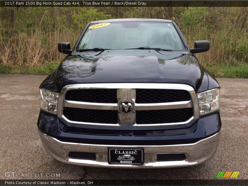 True Blue Pearl / Black/Diesel Gray 2017 Ram 1500 Big Horn Quad Cab 4x4