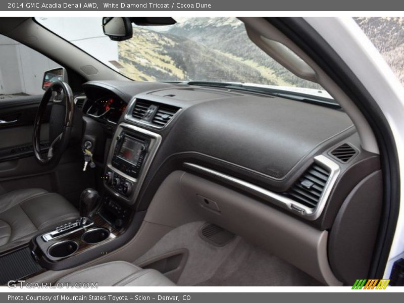 White Diamond Tricoat / Cocoa Dune 2014 GMC Acadia Denali AWD
