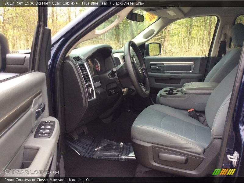 True Blue Pearl / Black/Diesel Gray 2017 Ram 1500 Big Horn Quad Cab 4x4