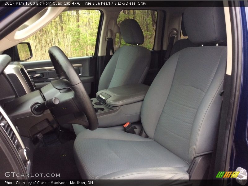 True Blue Pearl / Black/Diesel Gray 2017 Ram 1500 Big Horn Quad Cab 4x4