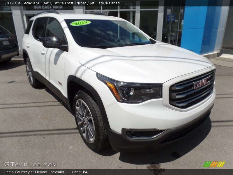 White Frost Tricoat / Jet Black/Kalahari 2019 GMC Acadia SLT AWD