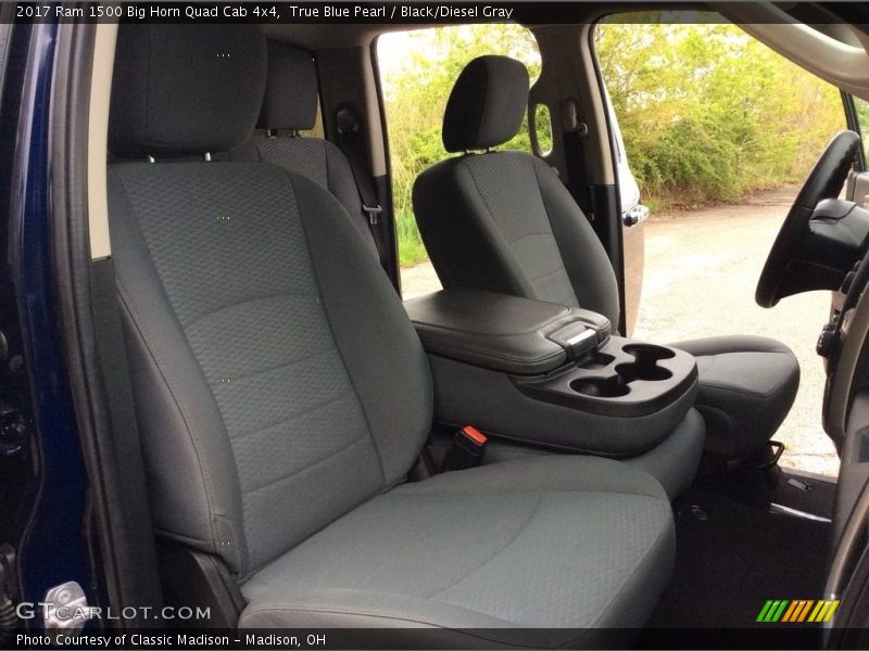 True Blue Pearl / Black/Diesel Gray 2017 Ram 1500 Big Horn Quad Cab 4x4