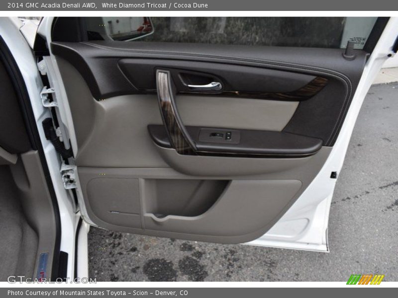 White Diamond Tricoat / Cocoa Dune 2014 GMC Acadia Denali AWD