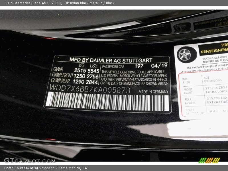 2019 AMG GT 53 Obsidian Black Metallic Color Code 197