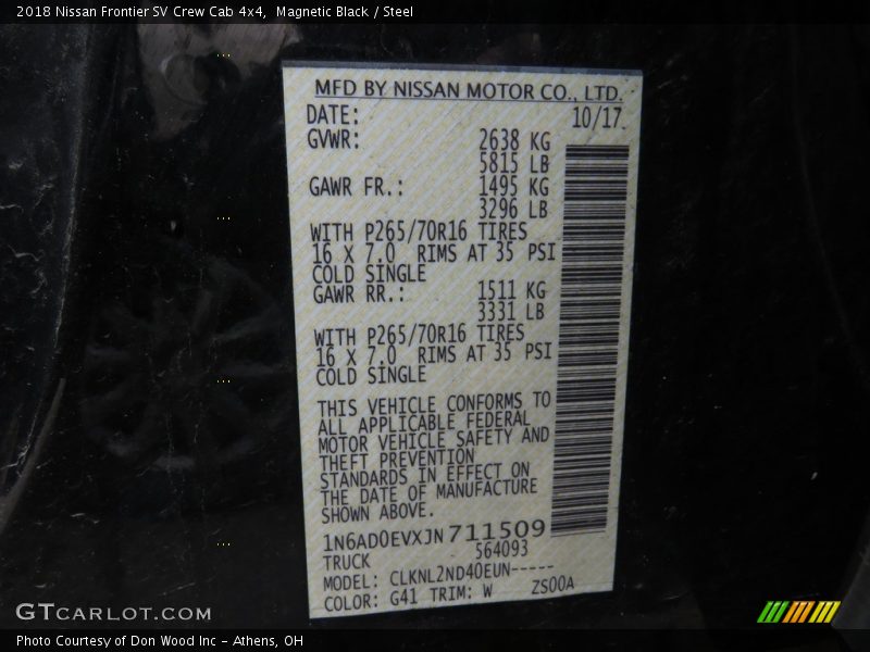 Magnetic Black / Steel 2018 Nissan Frontier SV Crew Cab 4x4