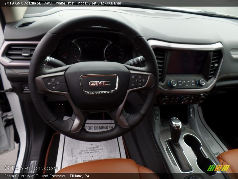 White Frost Tricoat / Jet Black/Kalahari 2019 GMC Acadia SLT AWD