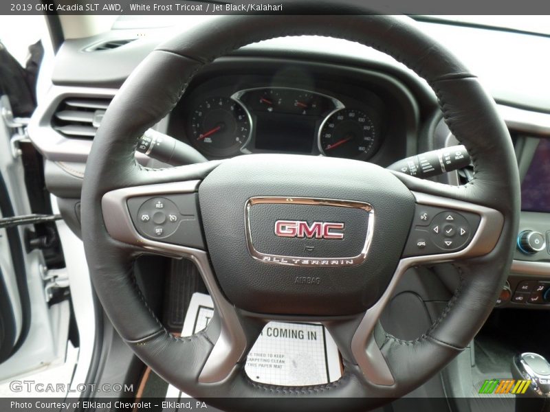 White Frost Tricoat / Jet Black/Kalahari 2019 GMC Acadia SLT AWD