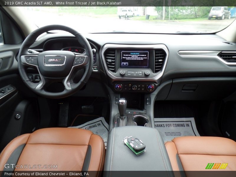 White Frost Tricoat / Jet Black/Kalahari 2019 GMC Acadia SLT AWD