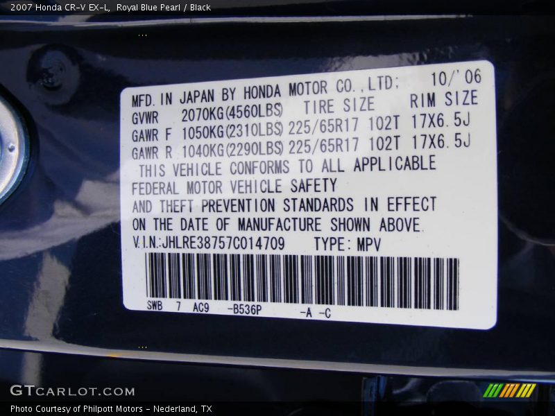 Royal Blue Pearl / Black 2007 Honda CR-V EX-L