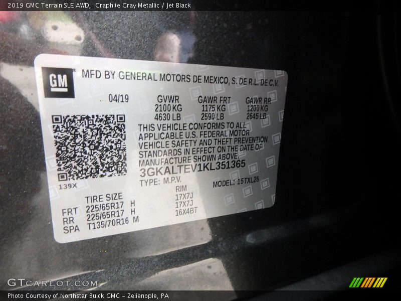 Graphite Gray Metallic / Jet Black 2019 GMC Terrain SLE AWD