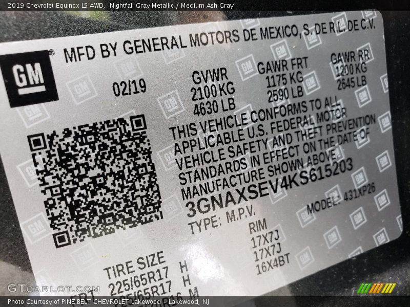 Nightfall Gray Metallic / Medium Ash Gray 2019 Chevrolet Equinox LS AWD