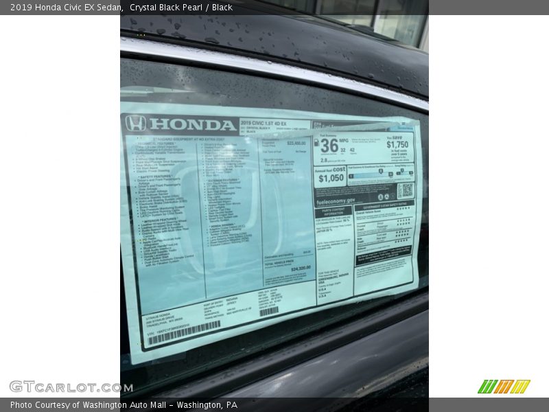 Crystal Black Pearl / Black 2019 Honda Civic EX Sedan