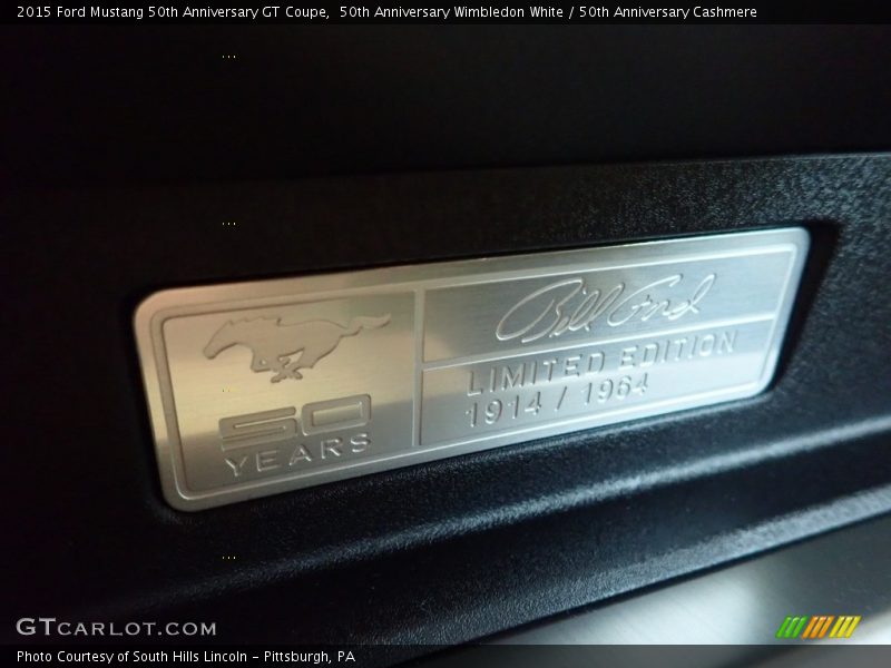 50th Anniversary Wimbledon White / 50th Anniversary Cashmere 2015 Ford Mustang 50th Anniversary GT Coupe