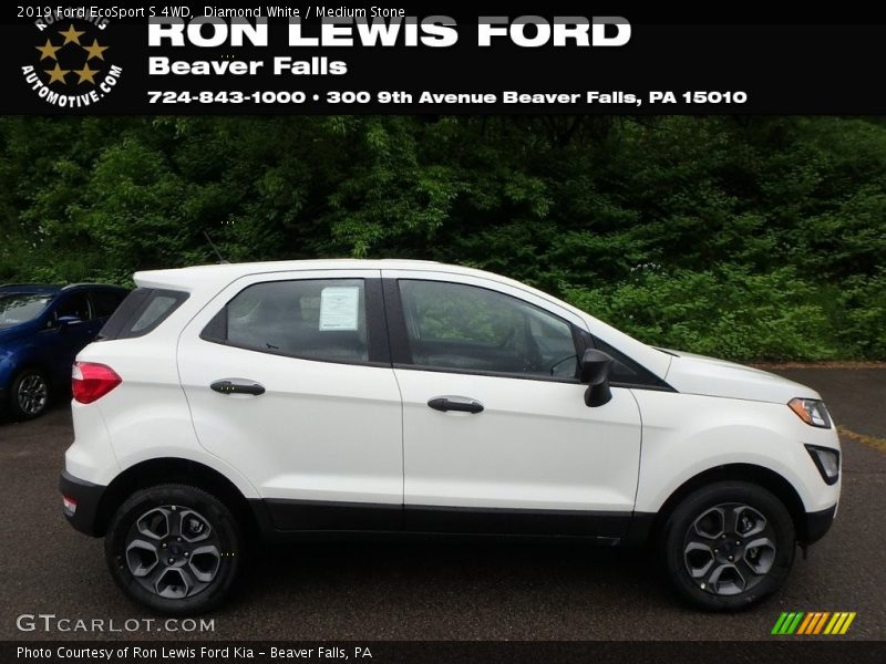 Diamond White / Medium Stone 2019 Ford EcoSport S 4WD