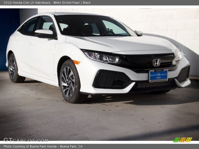White Orchid Pearl / Black 2019 Honda Civic LX Hatchback