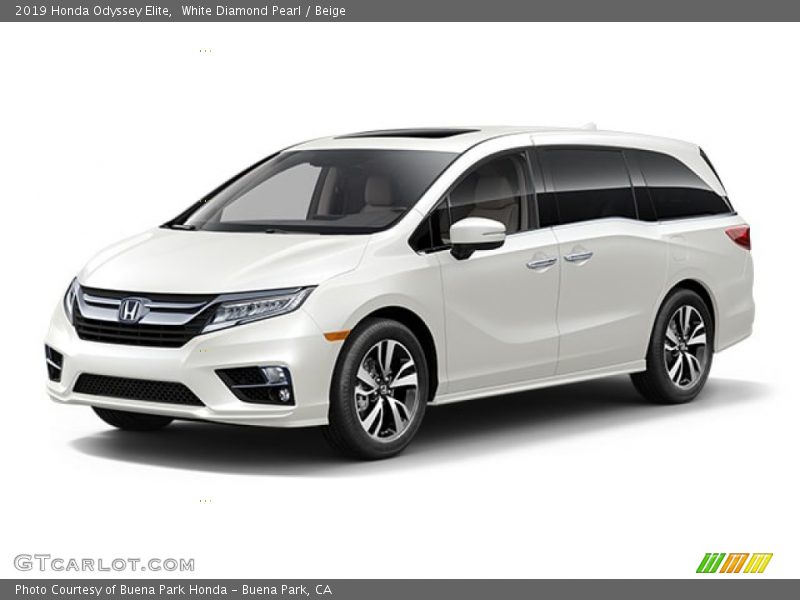 White Diamond Pearl / Beige 2019 Honda Odyssey Elite