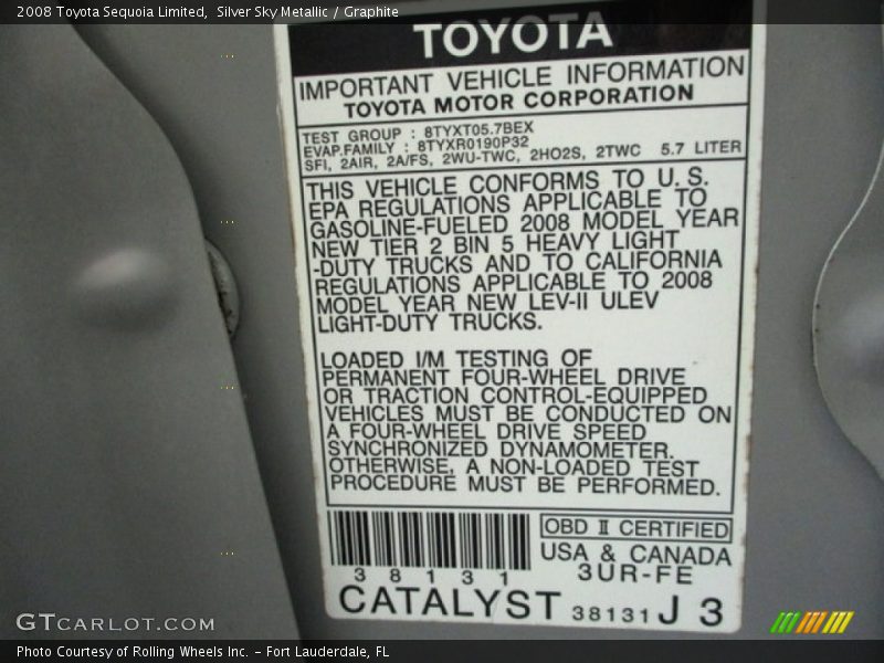 Silver Sky Metallic / Graphite 2008 Toyota Sequoia Limited