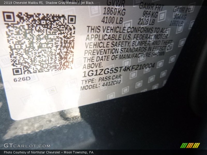 Shadow Gray Metallic / Jet Black 2019 Chevrolet Malibu RS