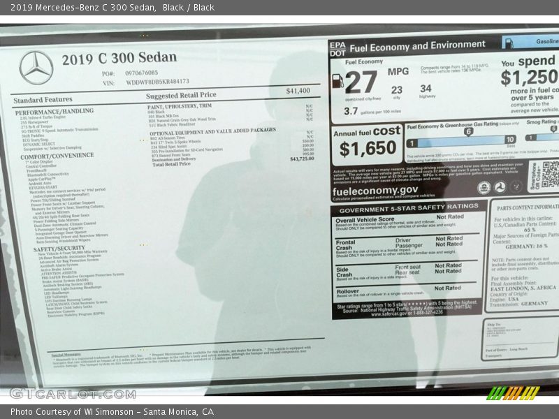 Black / Black 2019 Mercedes-Benz C 300 Sedan