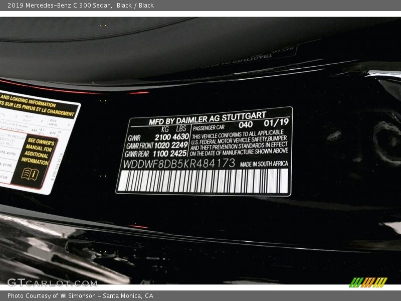 Black / Black 2019 Mercedes-Benz C 300 Sedan