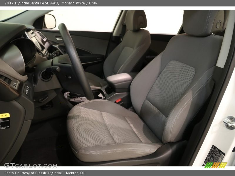 Monaco White / Gray 2017 Hyundai Santa Fe SE AWD