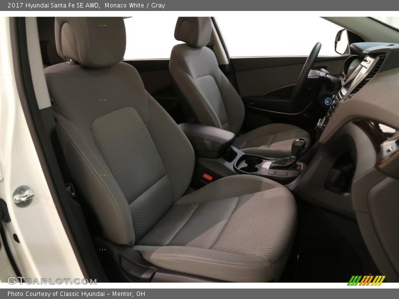 Monaco White / Gray 2017 Hyundai Santa Fe SE AWD