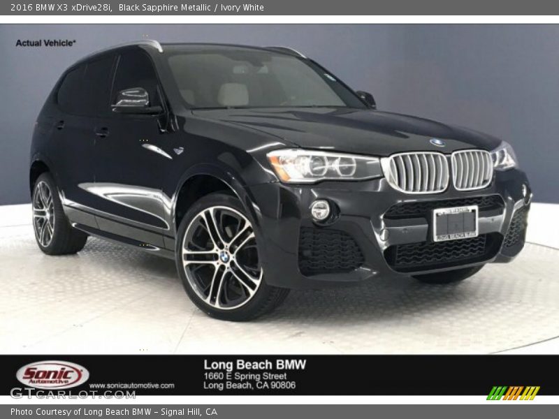 Black Sapphire Metallic / Ivory White 2016 BMW X3 xDrive28i