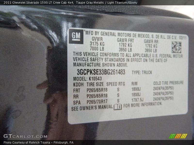 Taupe Gray Metallic / Light Titanium/Ebony 2011 Chevrolet Silverado 1500 LT Crew Cab 4x4