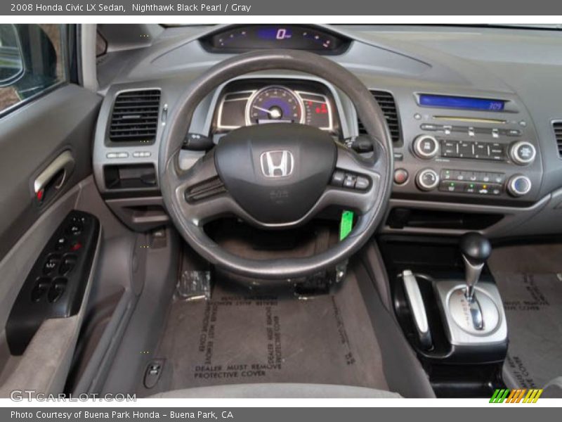 Nighthawk Black Pearl / Gray 2008 Honda Civic LX Sedan