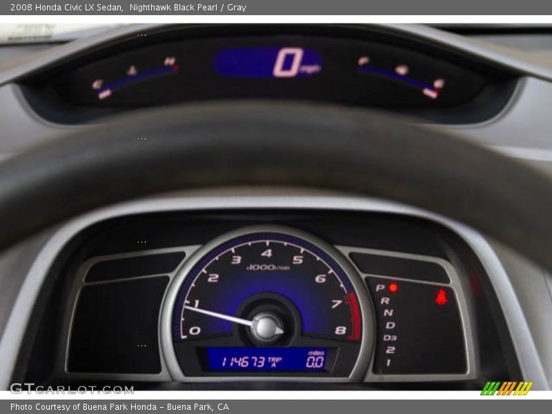 Nighthawk Black Pearl / Gray 2008 Honda Civic LX Sedan