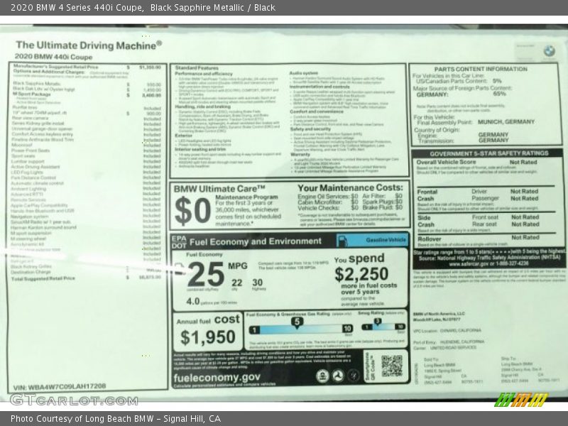 Black Sapphire Metallic / Black 2020 BMW 4 Series 440i Coupe