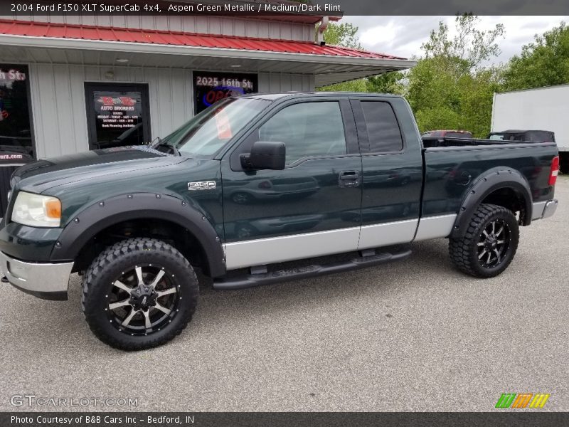 Aspen Green Metallic / Medium/Dark Flint 2004 Ford F150 XLT SuperCab 4x4