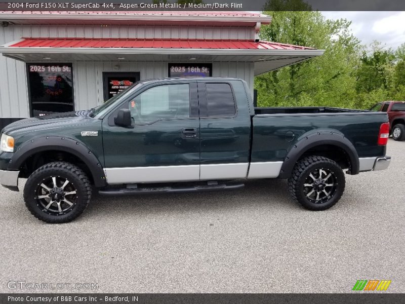 Aspen Green Metallic / Medium/Dark Flint 2004 Ford F150 XLT SuperCab 4x4