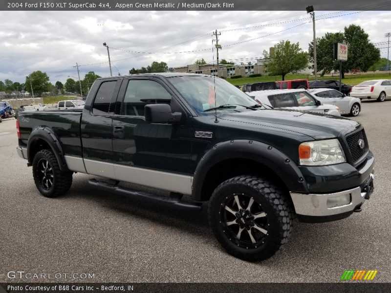 Aspen Green Metallic / Medium/Dark Flint 2004 Ford F150 XLT SuperCab 4x4