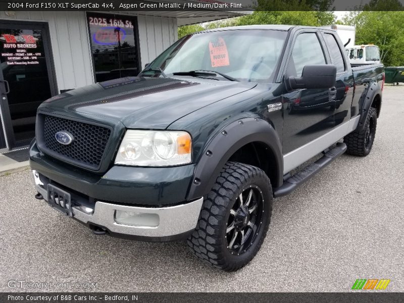 Aspen Green Metallic / Medium/Dark Flint 2004 Ford F150 XLT SuperCab 4x4