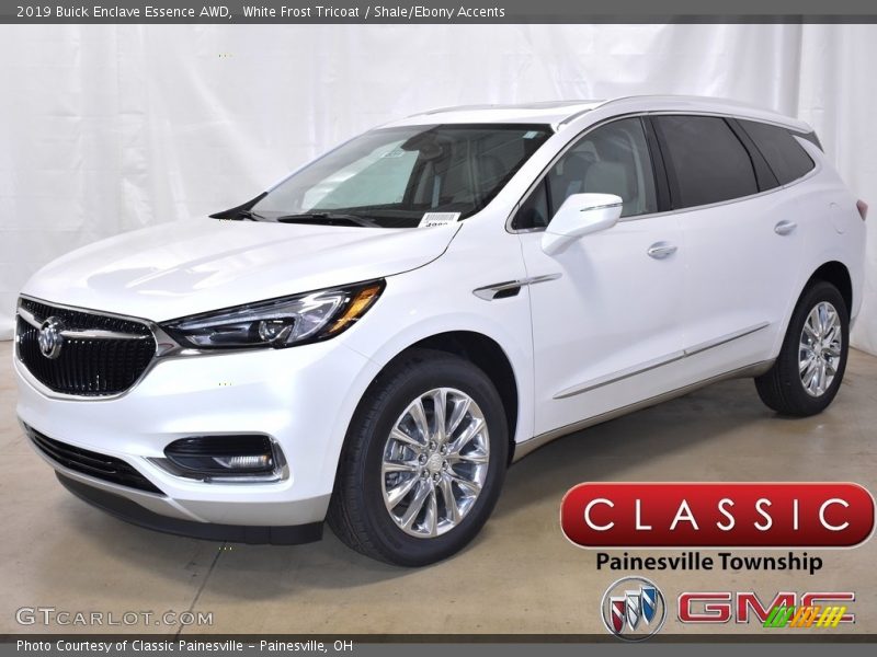 White Frost Tricoat / Shale/Ebony Accents 2019 Buick Enclave Essence AWD