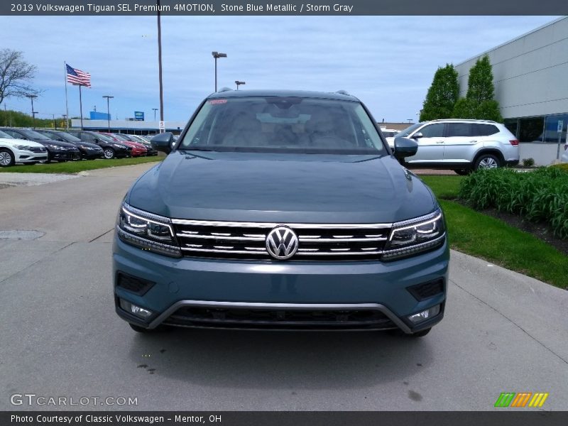 Stone Blue Metallic / Storm Gray 2019 Volkswagen Tiguan SEL Premium 4MOTION