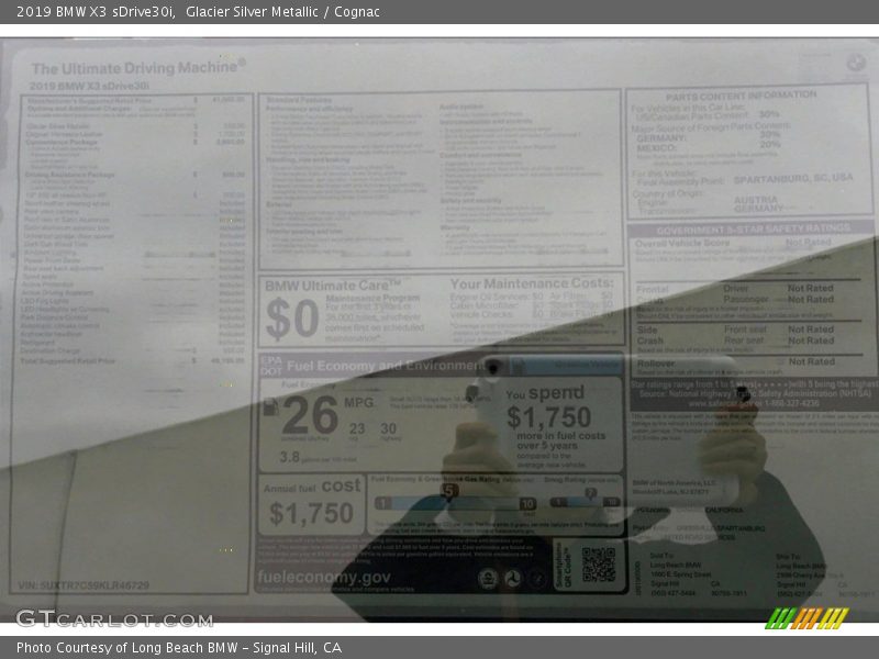 Glacier Silver Metallic / Cognac 2019 BMW X3 sDrive30i