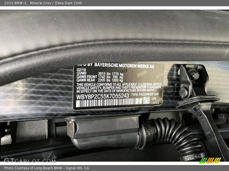 2019 i3  Mineral Grey Color Code C2V