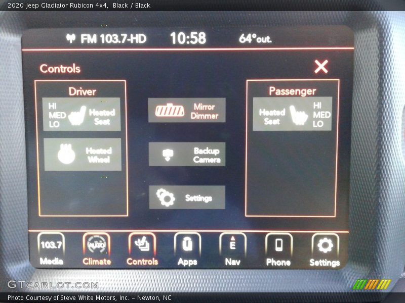 Controls of 2020 Gladiator Rubicon 4x4