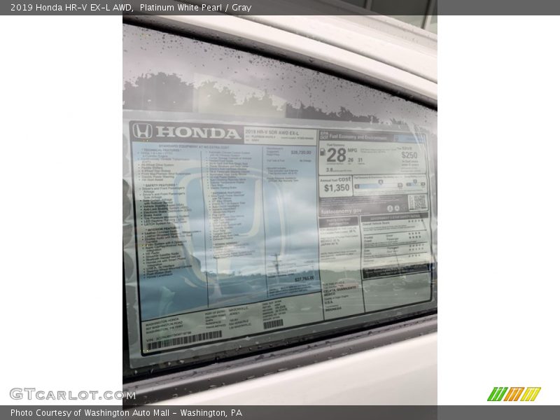 Platinum White Pearl / Gray 2019 Honda HR-V EX-L AWD